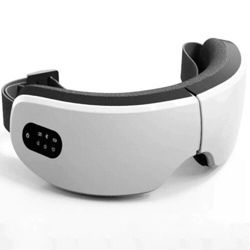 White and black eye mask with control panel on a white background