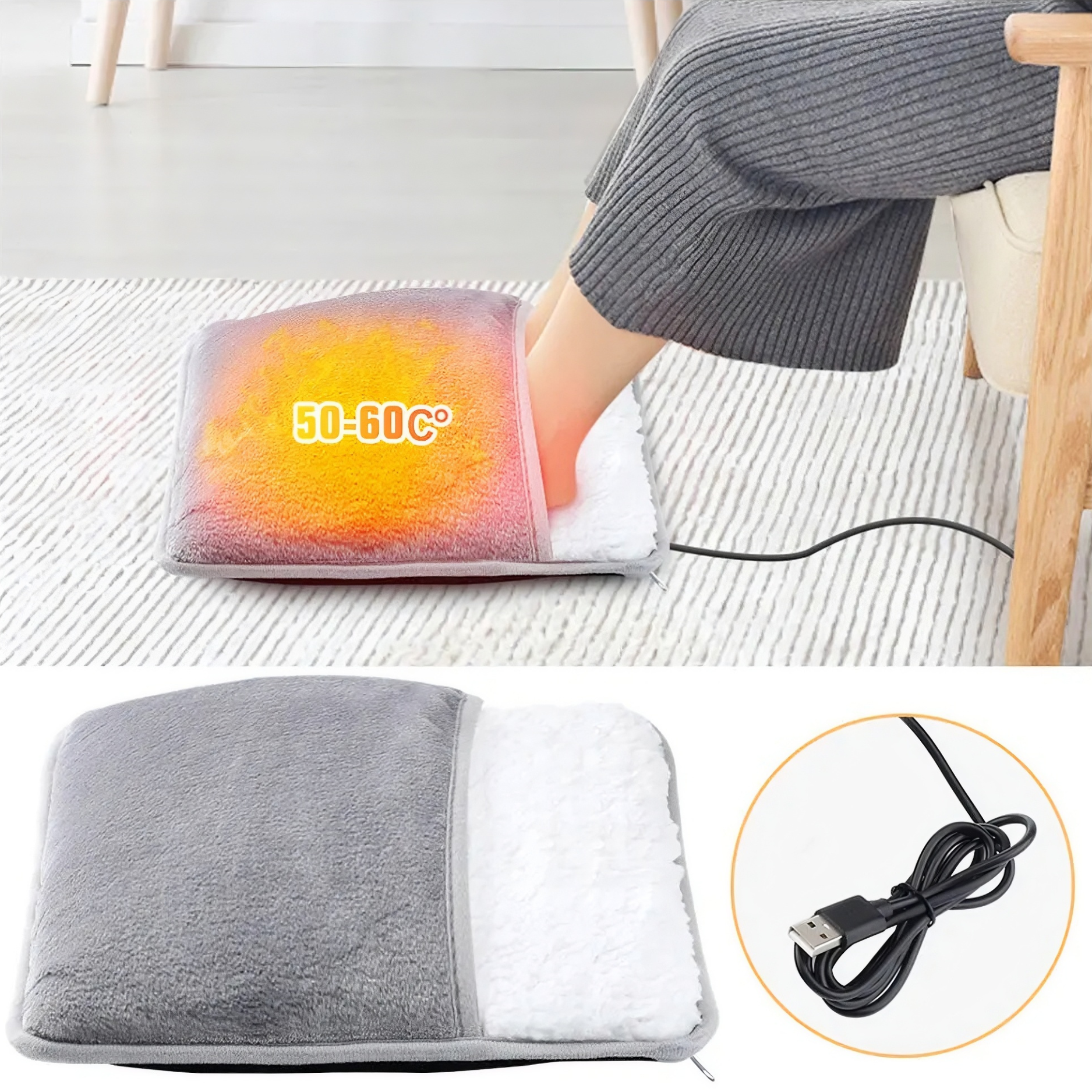Electric Heated Foot Warmer Pad with Six Heat Settings