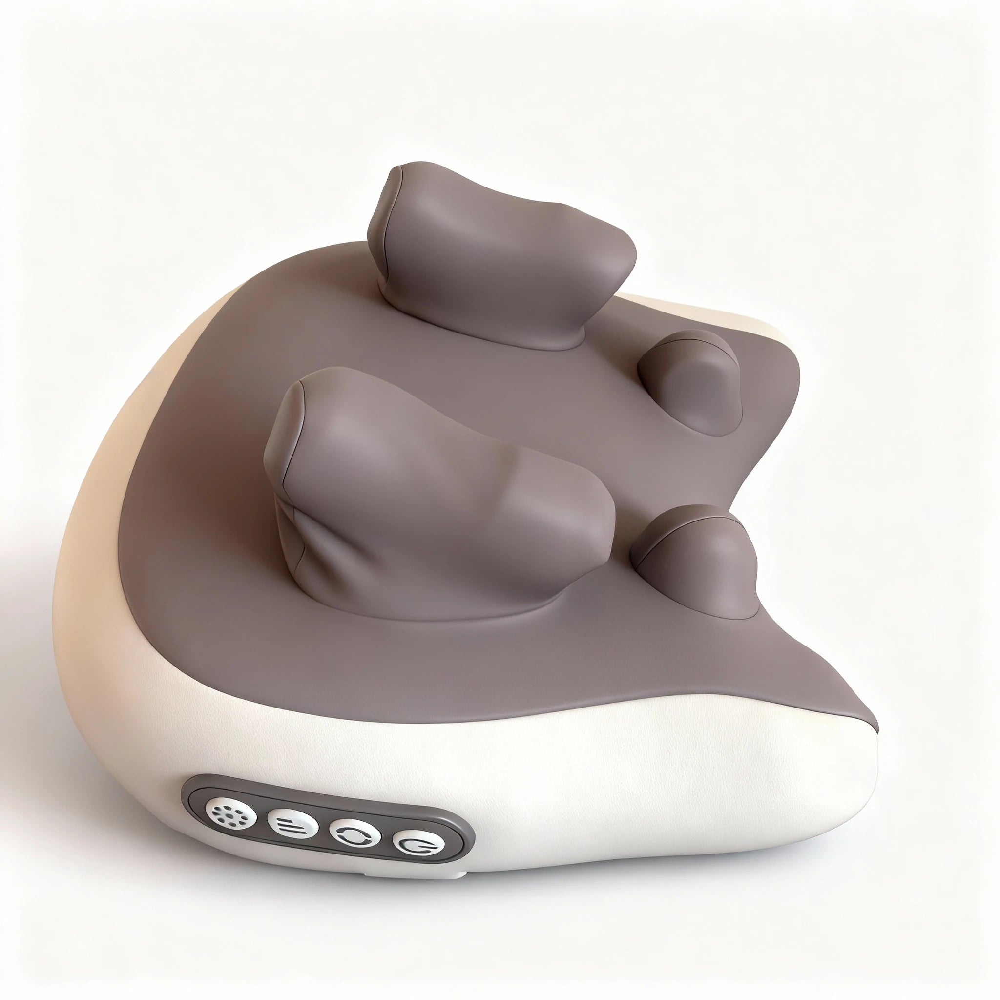 Gray and beige electronic massager with control panel on a white background