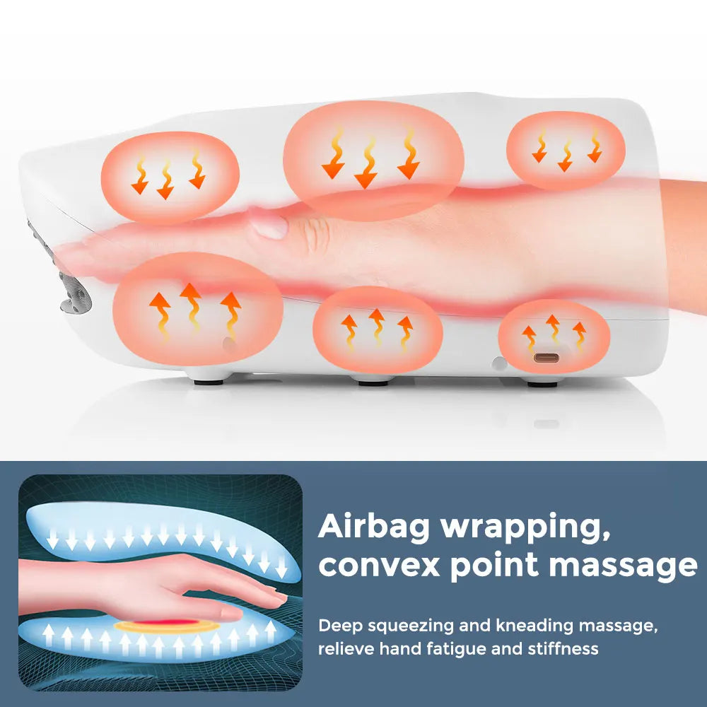 Handheld massage device with airbag wrapping and convex point massage on a white background.