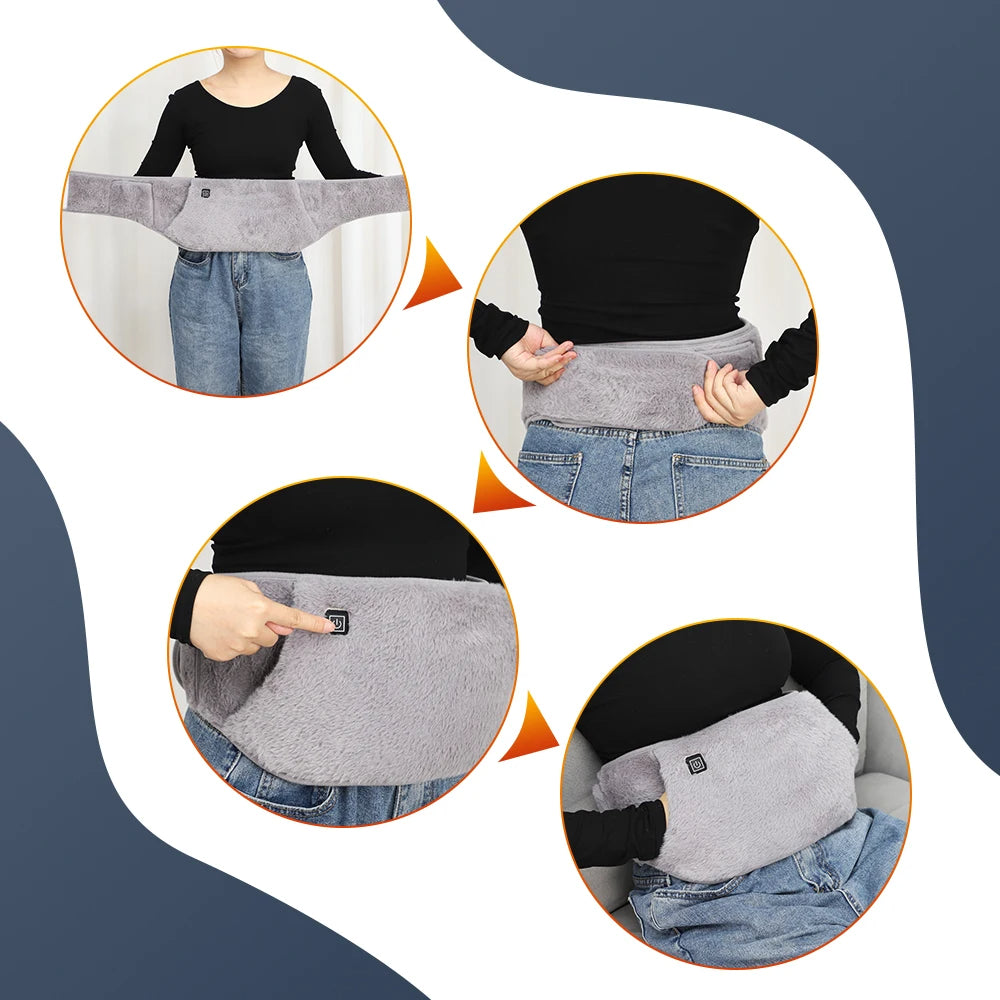 Gray waist pad worn by a person with jeans on a white background