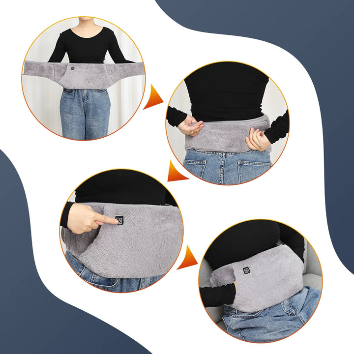 Gray waist pad worn by a person with jeans on a white background