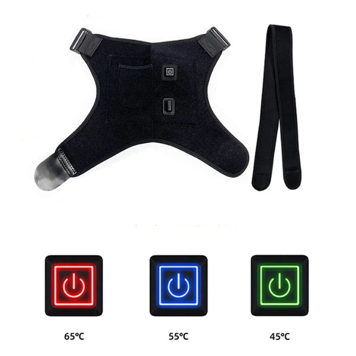 Black sholder harness with temperature display on a white background