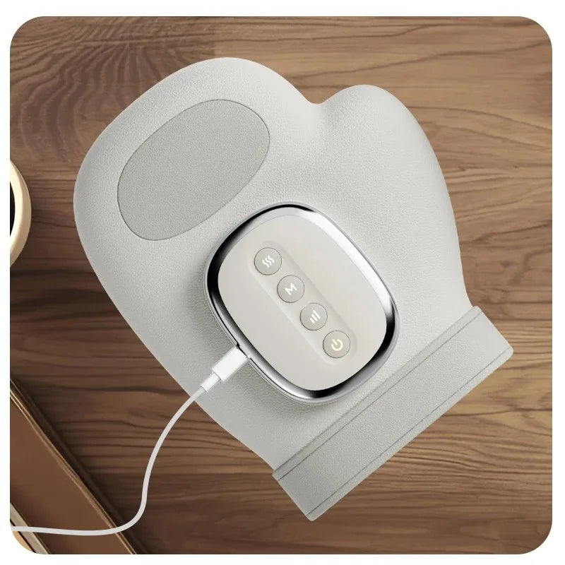 White electronic device with control panel on a wooden surface