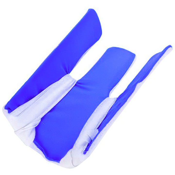 Blue and white swim fins on a white background