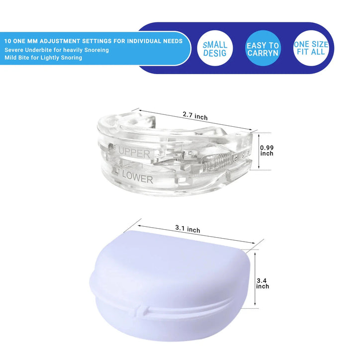 Clear and purple dental tool with dimensions and features listed on a white background